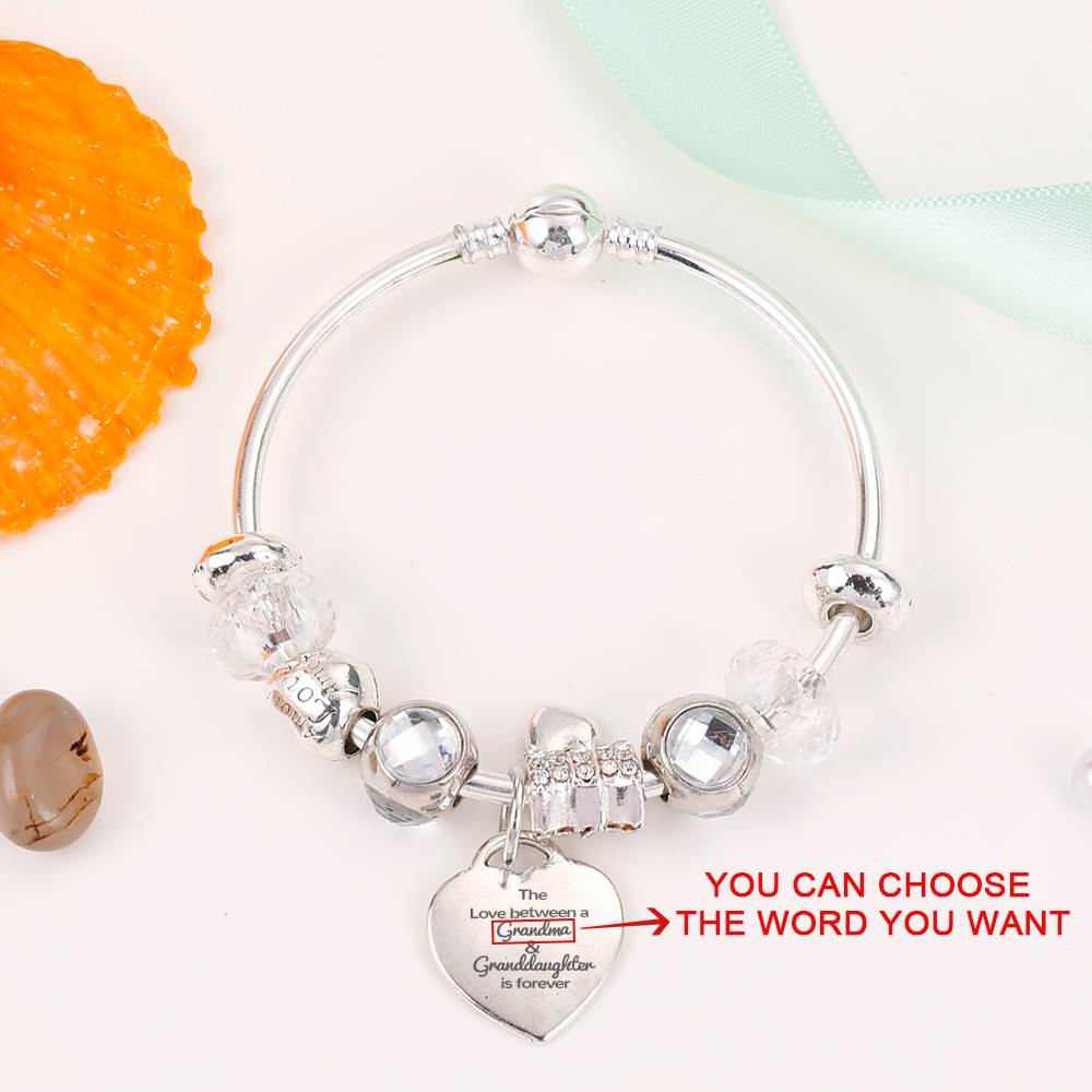 [Custom Name And Optional Address] To My GRANDDAUGHTER "The love between a [grandma] and granddaughter is forever" Love Bracelet [💞 Bracelet +💌 Gift Card + 🎁 Gift Box + 💐 Gift Bouquet] - SARAH'S WHISPER