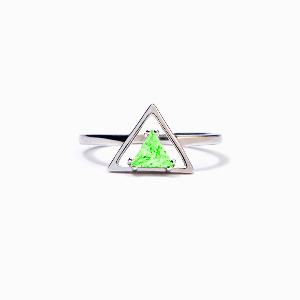 [Custom Birthstone] To My Daughter "Be Stubborn." Triangle Ring