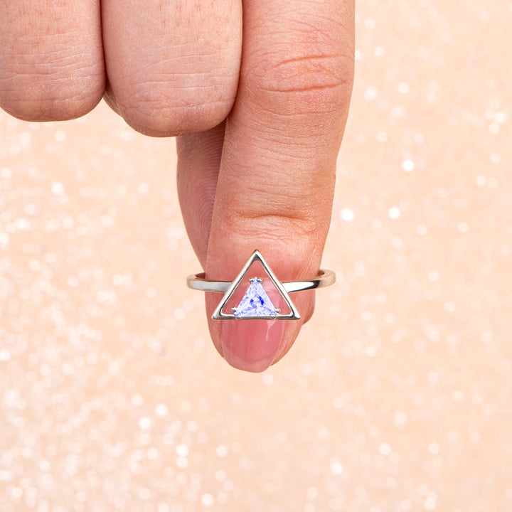 [Custom Birthstone] To My Daughter "Always have you in my heart" Triangle Ring