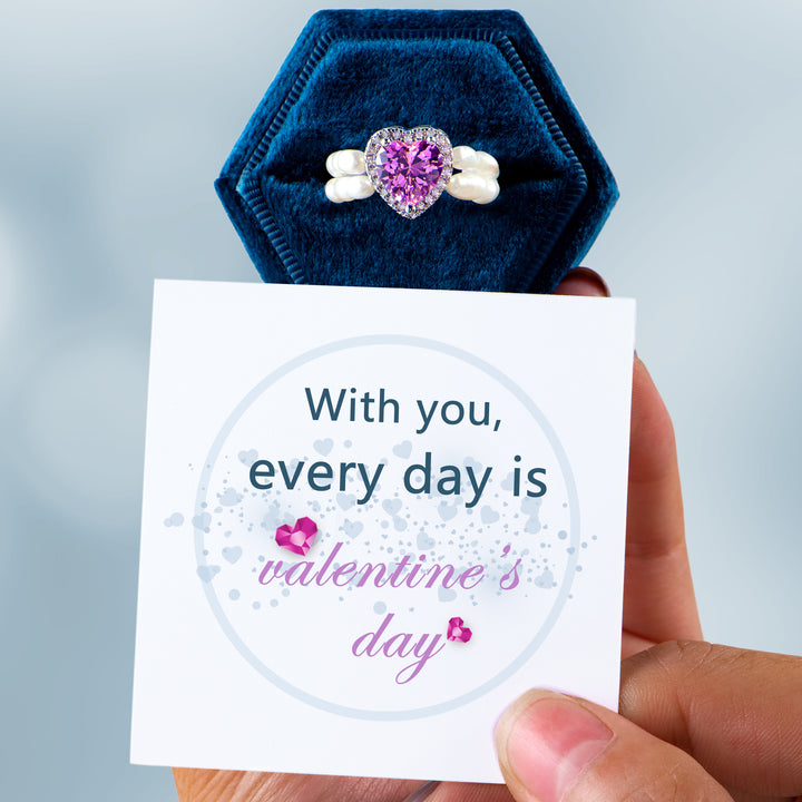 "With you every day is valentine’s day" Adjustable Ring