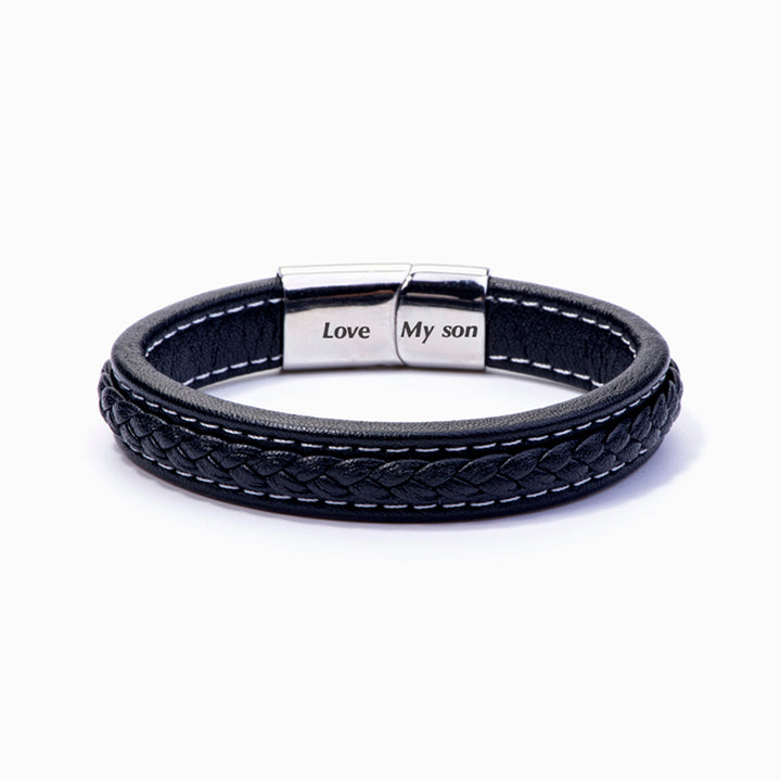 To My Son "I love you to the moon and back" Leather Braided Bracelet